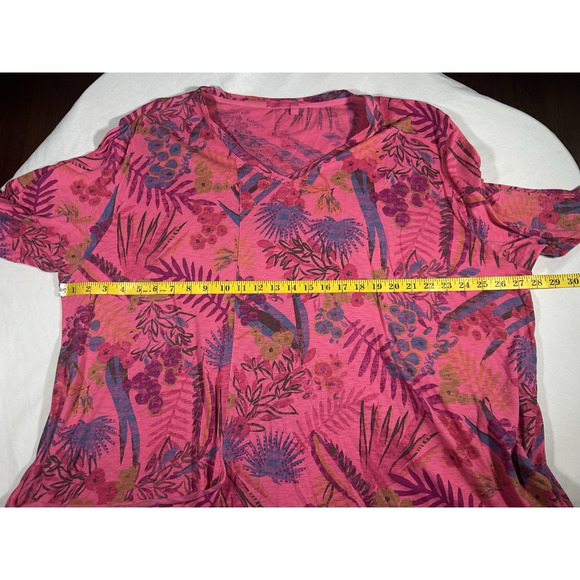 Fresh Produce Floral Tunic Blouse Womens Size 3X Pink Tropical Bright Colorful - Picture 6 of 9